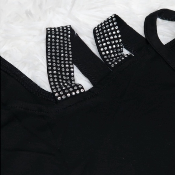 Bebe Rhinestone Cold Shoulder Top - Picture 6 of 8